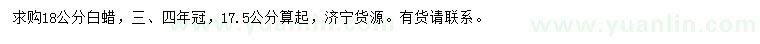 求購18公分白蠟