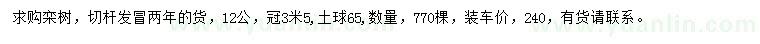 求購12公分欒樹