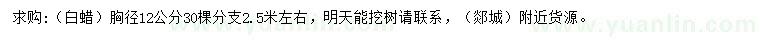 求購胸徑12公分白蠟