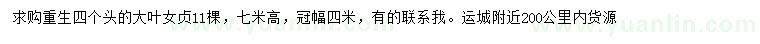 求購冠幅4米大葉女貞