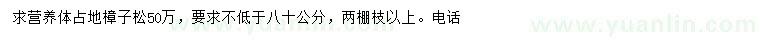 求購(gòu)不低于80公分樟子松