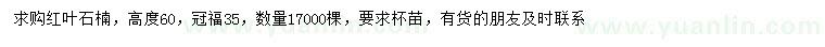求購高60公分紅葉石楠