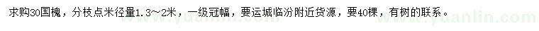 求購30公分國槐