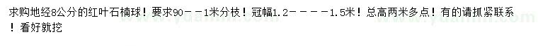 求購(gòu)地徑8公分紅葉石楠球