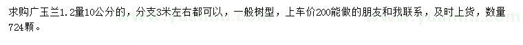 求購1.2米量10公分廣玉蘭