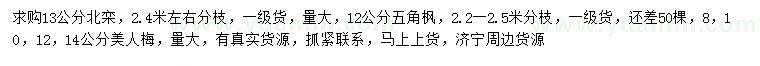 求購(gòu)北欒、五角楓、美人梅