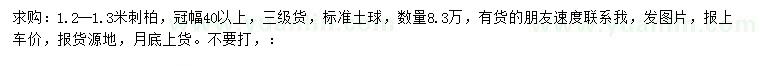 求購1.2-1.3米刺柏