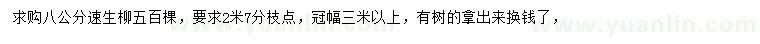 求購8公分速生柳