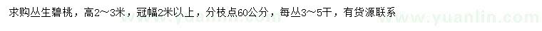 求購(gòu)高2-3米叢生碧桃