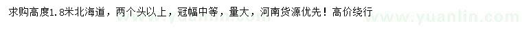求購(gòu)高1.8米北海道