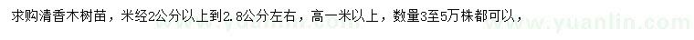 求購(gòu)米徑2-2.8公分清香木