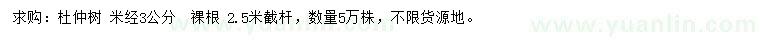 求購米徑3公分杜仲