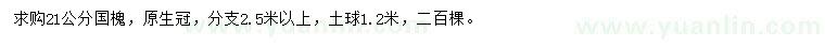求購21公分國槐