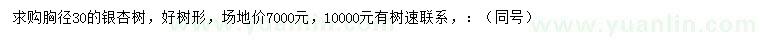 求購胸徑30公分銀杏