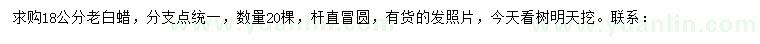 求購18公分老白蠟