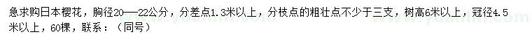 求購(gòu)胸徑20-22公分日本櫻花