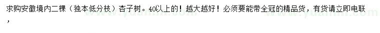 求購40公分以上杏樹