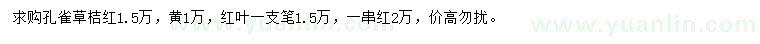 求購孔雀草、紅葉一支筆、一串紅