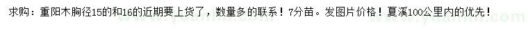 求購胸徑15、16公分重陽木