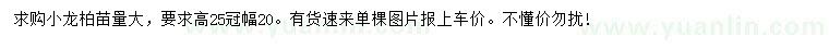 求購(gòu)高25公分龍柏苗