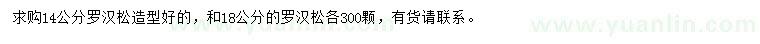 求購14、18公分羅漢松
