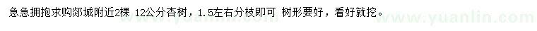 求購12公分杏樹