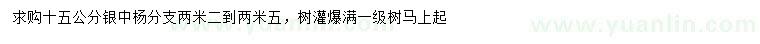 求購15公分銀中楊