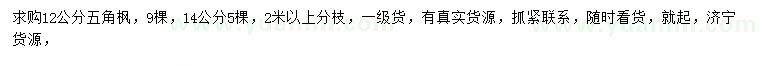 求購(gòu)12、14公分五角楓