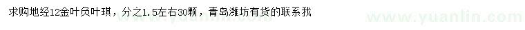 求購地徑12公分金葉復(fù)葉槭