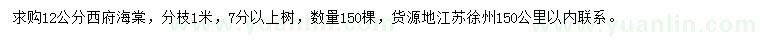求購12公分西府海棠