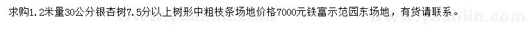 求購(gòu)1.2米量30公分銀杏