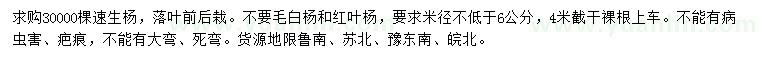 求購米徑6公分以上速生楊