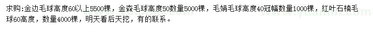 求購(gòu)金邊球、毛娟球、紅葉石楠球