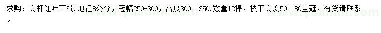 求購地徑8公分紅葉石楠
