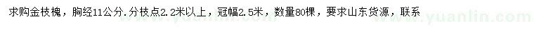 求購胸徑11公分金枝槐