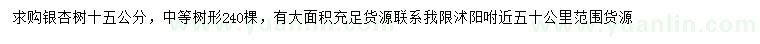 求購15公分銀杏