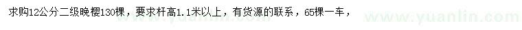 求購12公分晚櫻