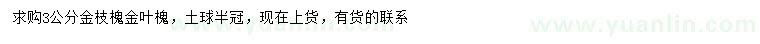 求購3公分金枝槐、金葉槐