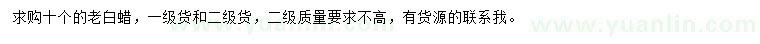 求購10公分老白蠟
