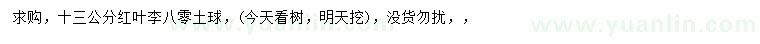 求購(gòu)13公分紅葉李