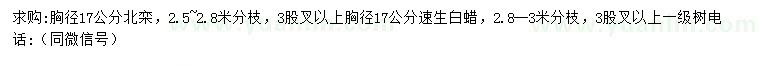 求購胸徑17公分北欒、速生白蠟