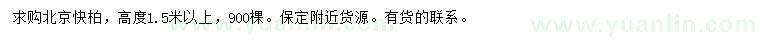 求購高1.5米以上北京快柏