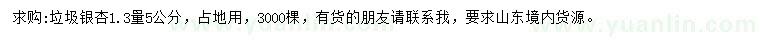 求購1.3米量5公分銀杏