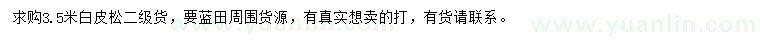 求購3.5米白皮松