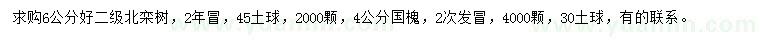 求購(gòu)6公分北欒樹(shù)、4公分國(guó)槐