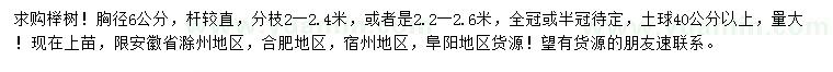 求購(gòu)胸徑6公分櫸樹