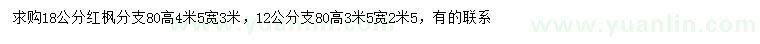 求購12、18公分紅楓
