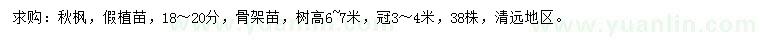 求購18-20公分秋楓