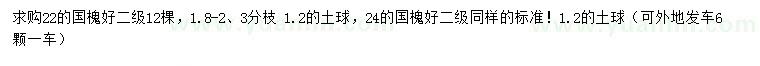 求購(gòu)22、24公分國(guó)槐