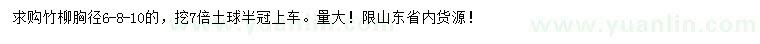 求購胸徑6、8、10公分竹柳